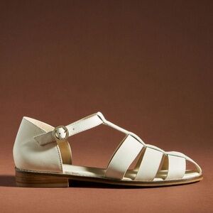 Pilcro x Anthropologie Maris Fisherman Sandals Ivory Cream EU 38 US 7.5-8 Buckle